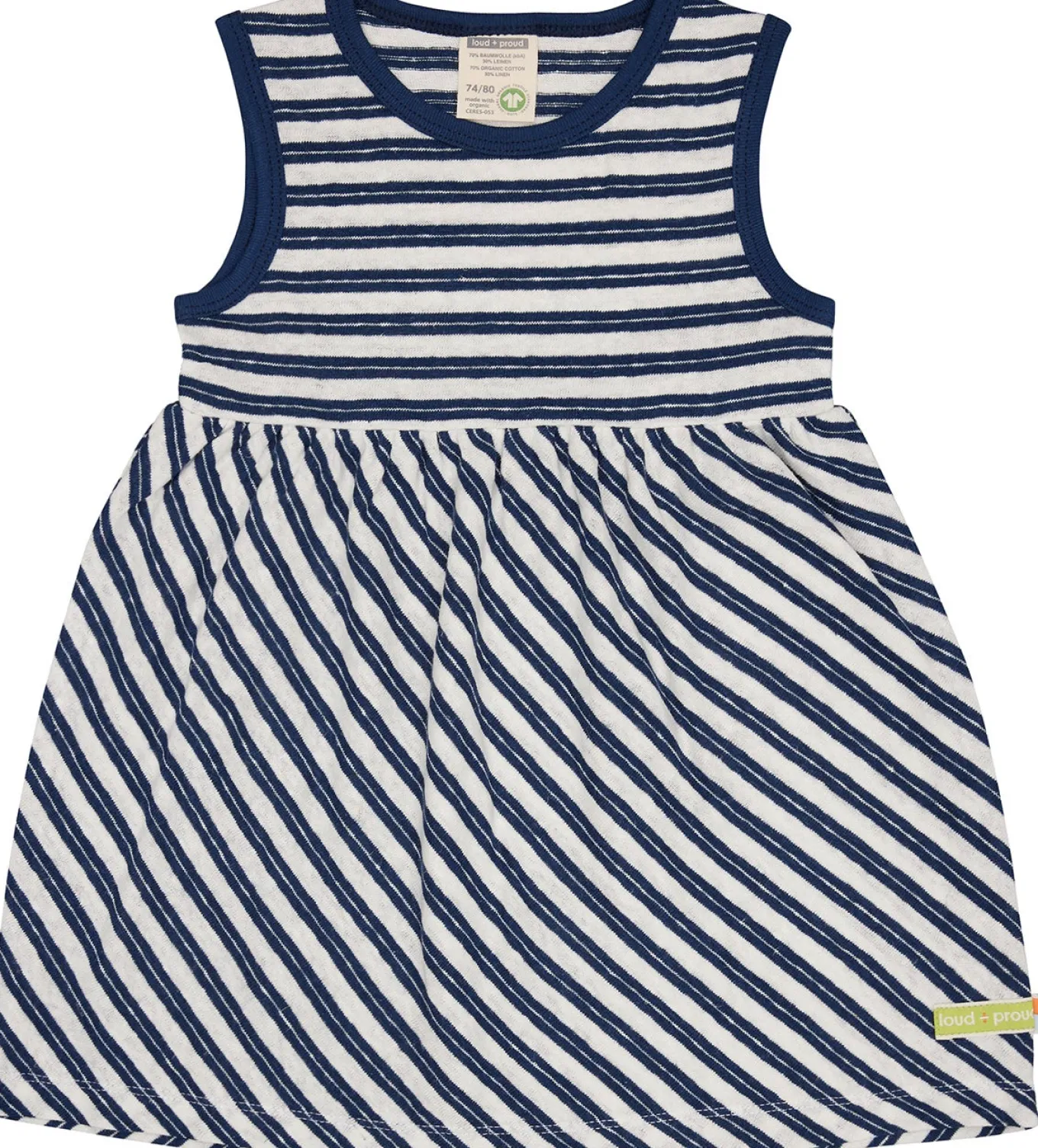 Kleid Streifen mit Leinen