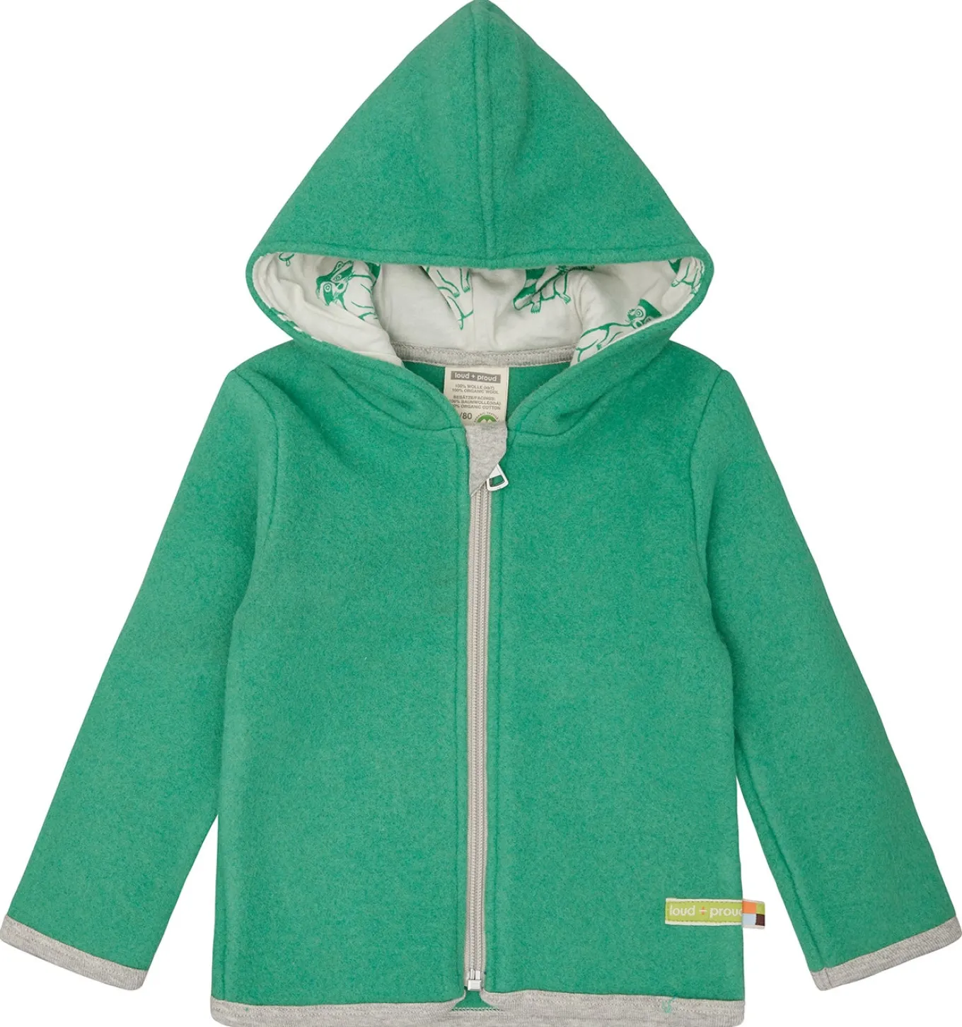 Wollfleece-Jacke mit Kapuze