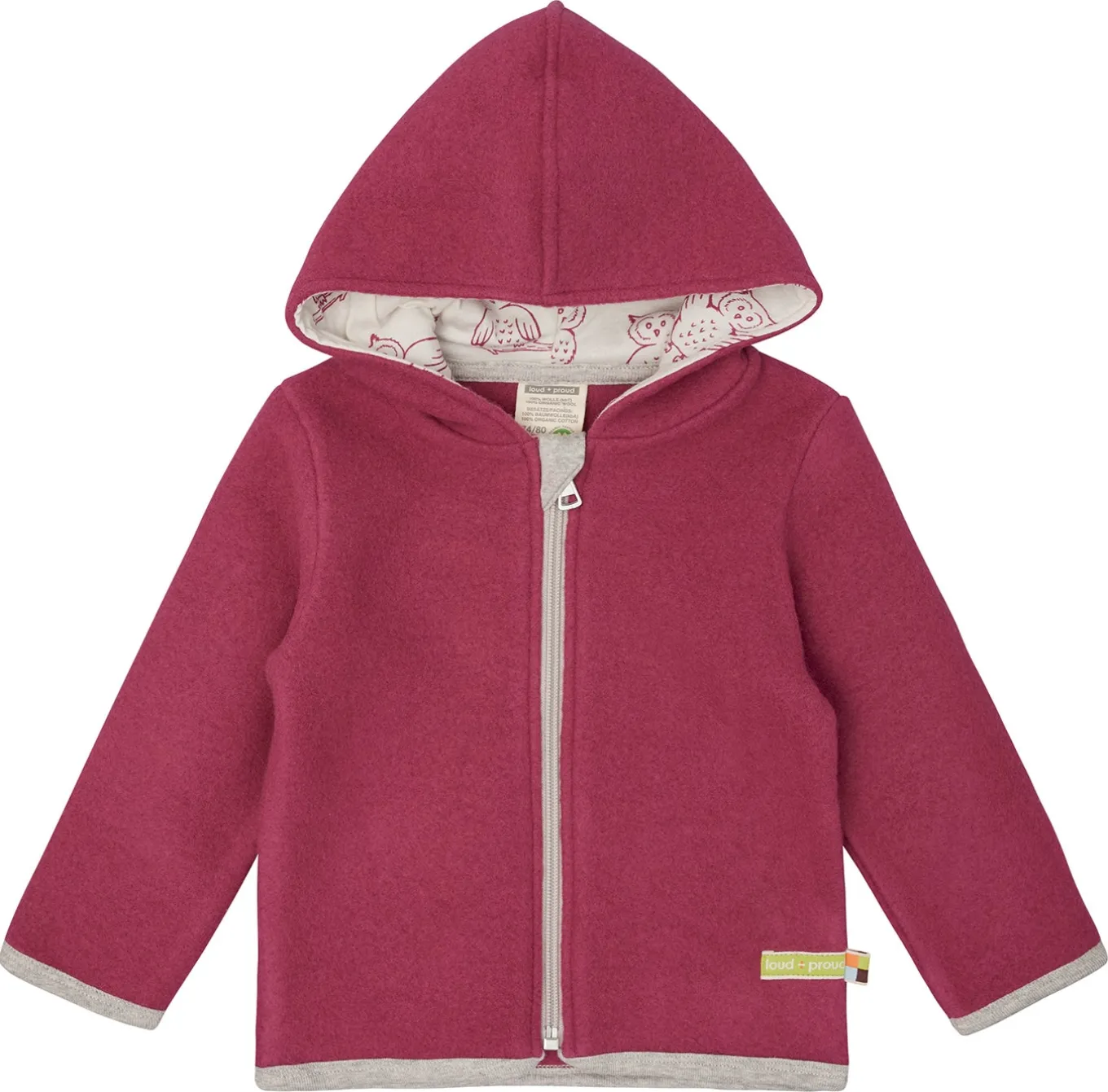 Wollfleece-Jacke mit Kapuze