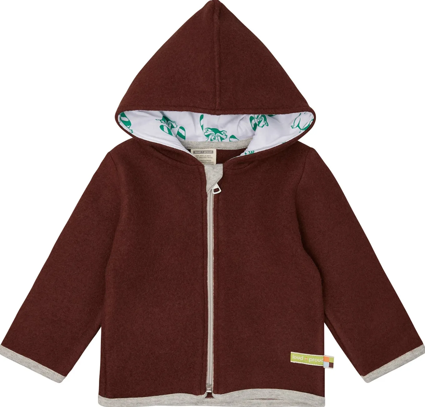 Wollfleece-Jacke mit Kapuze